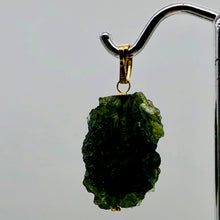 Load image into Gallery viewer, Other Worldly Green Moldavite Meteor Pendant |14k Gold Pendant | 1 1/8" Long |