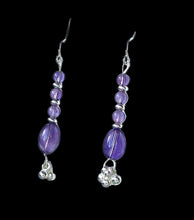 Load image into Gallery viewer, Shimmering Drops Purple Amethyst & 925 Sterling Silver Earrings 6490