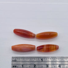 Load image into Gallery viewer, 4 Orange & White Sardonyx Agate 18x6mm Rice Beads 8986