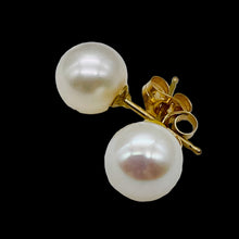 Load image into Gallery viewer, Pearl 14K Gold 7mm Stud Earrings | 1/4 inch | White | 1 Pair |
