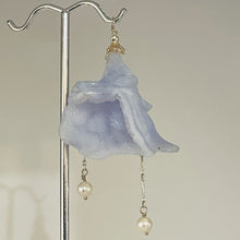 Load image into Gallery viewer, Blue Chalcedony Druzy Carved Flower Sterling Silver Pendant | 2 1/2" Long| Blue|