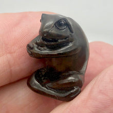 Load image into Gallery viewer, Sumo Carved Teak Froggie Toad Ojime Netsuke Bead | 24x19x16mm | Brown - PremiumBead Primary Image 1