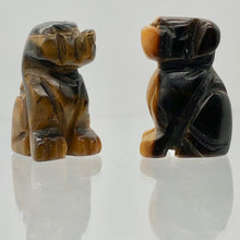 Load image into Gallery viewer, Faithful Puppy! 2 Tiger Eye Hand Carved Dog Beads | 22x15x15mm | Golden Brown