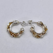 Load image into Gallery viewer, Sterling Silver and Gold Hoop Post Earrings | 7/8" Long | Silver/Gold | 1 Pair |