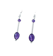 Load image into Gallery viewer, Sleek Purple Amethyst & 925 Sterling Silver Earrings 6379A