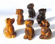 Load image into Gallery viewer, Faithful Puppy! 2 Tiger Eye Hand Carved Dog Beads | 22x15x15mm | Golden Brown