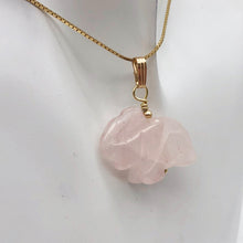 Load image into Gallery viewer, Trumpeting Rose Quartz Elephant Pendant Necklace | Animal Jewelry | 14K Pendant
