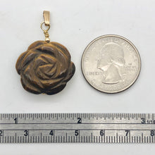 Load image into Gallery viewer, Hand Carved Tigereye Rose Flower 14K Gold Filled Pendant | 1.5" Long | 509290TEG - PremiumBead Alternate Image 5