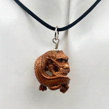 Load image into Gallery viewer, Hand Carved Boxwood Crouching Dragon Sterling Pendant 504128BDS - PremiumBead Alternate Image 9