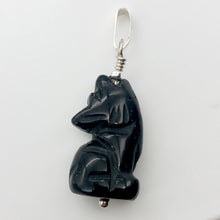 Load image into Gallery viewer, Howling Obsidian Wolf/Coyote Sterling Silverf Pendant | 1 7/16" Long | Black | - PremiumBead Alternate Image 4