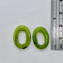 Load image into Gallery viewer, 2 Picture Frame Nephrite Jade 18x13mm Oval Beads 009387