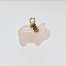 Load image into Gallery viewer, Rose Quartz Pig Pendant Necklace | Semi Precious Stone Jewelry | 14k Pendant