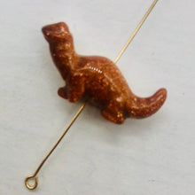 Load image into Gallery viewer, Dinosaur Carved Goldstone Diplodocus Figurine | 25x11.5x7.5mm | Gold sparkle Red
