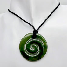 Load image into Gallery viewer, Carved! Lush Green Jade Koru Spiral Pendant Bead | 38x4mm |