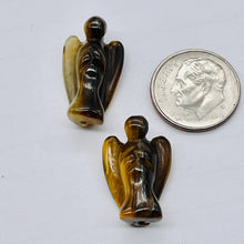 Load image into Gallery viewer, 2 Loving Carved Tigereye Guarding Angel Beads 009284TE | 21x14x8mm | Golden Brown