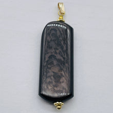 Load image into Gallery viewer, Hypersthene Rectangle Dangle 14K Gold Filled Pendant| 2 1/2" Long| Black/Silver|