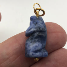Load image into Gallery viewer, Sodalite Wolf Pendant Necklace | Semi Precious Stone Jewelry | 14k Pendant