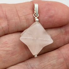 Load image into Gallery viewer, Kabbalah Carved Rose Quartz Merkaba Star w/Sterling Silver Pendant 509288RQS