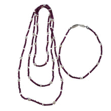 Load image into Gallery viewer, Garnet and Pearl Hand Knotted on Silk Necklace / Bracelet | 29" / 7.5" | 1 each|