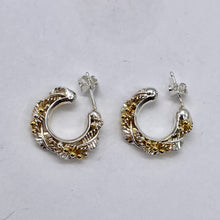 Load image into Gallery viewer, Sterling Silver and Gold Hoop Post Earrings | 7/8" Long | Silver/Gold | 1 Pair |