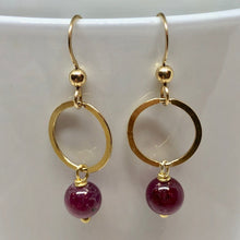 Load image into Gallery viewer, Circle Sapphire Earrings in 22K Vermeil 309453 - PremiumBead Primary Image 1