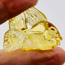 Load image into Gallery viewer, Amber Beautifully Carved Fish | 37x30x8 mm | Yellow | 1 Pendant Figurine |