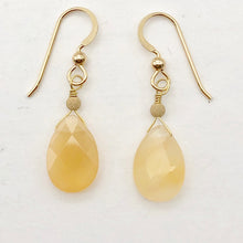 Load image into Gallery viewer, Mandarin Botswana Chalcedony Briolette Bead Earrings | Orange | 1 1/2" Long |