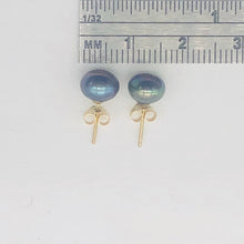 Load image into Gallery viewer, South Sea Pearl 14K Solid Gold Post Earrings | 7mm | Gray/Lavendar | 1 Pair |