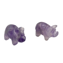 Load image into Gallery viewer, Purple Piggies 2 Hand Carved Amethyst Pig Beads 009274Aml | 22x13x11mm | Purple