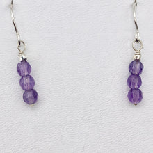 Load image into Gallery viewer, AAA Natural Faceted Amethyst Round 4mm beads Earrings | 1" Long | Purple |
