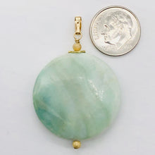 Load image into Gallery viewer, Hemimorphite14K Gold Filled Disc Dangle Pendant | 1 3/4" Long | Aqua/Green |