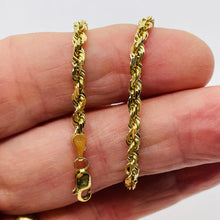 Load image into Gallery viewer, Rope 14K 3mm Diamond Cut Bracelet | 8" Long | Yellow Gold | 1 Bracelet |