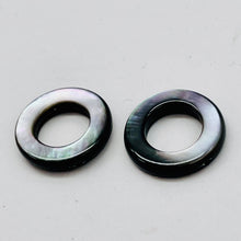 Load image into Gallery viewer, 2 Black Tahitian Mop Shell 18mm Pi Circle Beads 9847