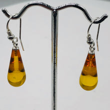 Load image into Gallery viewer, Amber Teardrop Shaped Sterling Silver Earrings | 1 1/2" Long | Orange | 1 Pair |