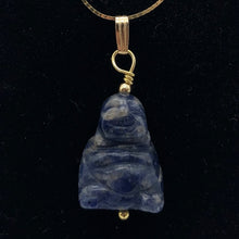 Load image into Gallery viewer, Namaste Hand Carved Sodalite Buddha and 14K Gold Filled Pendant, 1.5" Long - PremiumBead Alternate Image 2
