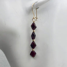 Load image into Gallery viewer, 14K Gold Filled Red Pyrope Garnet Earrings | 2 inches long | - PremiumBead Alternate Image 4