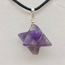 Load image into Gallery viewer, Kabbalah Carved Amethyst Merkaba Star and Sterling Silver Pendant 509288AMS - PremiumBead Alternate Image 5
