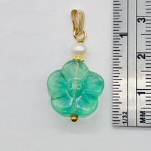 Load image into Gallery viewer, Fluorite and Pearl 14K Gold Filled Flower | 1" Long | Blue | 1 Pendant |