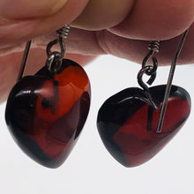 Load image into Gallery viewer, Red Amber Heart Sterling Silver Earrings | 1 1/4" Long | Red | 1 Pair |