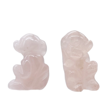 Load image into Gallery viewer, Adorable 2 Carved Rose Quartz Monkey Beads | 20.5x12x11mm | Pink