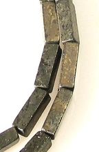 Load image into Gallery viewer, Aztec Gold Pyrite 13x4xmm Squared Tube Bead 8 inch Strand (15 Beads) 9488HS - PremiumBead Alternate Image 2