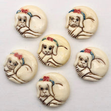 Load image into Gallery viewer, Waterbuffalo Bone Dog | 20.5x20.5x5mm | Cream/Brown/Red | 1 Bead - PremiumBead Alternate Image 4