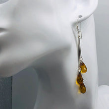 Load image into Gallery viewer, Amber Faceted 3 Bead Dangling Earrings | 2 1/2" Long | Orange | 1 Pair |