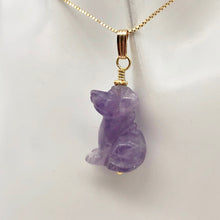 Load image into Gallery viewer, Amethyst Dog Pendant Necklace | Semi Precious Stone Jewelry | 14k Pendant - PremiumBead Alternate Image 8
