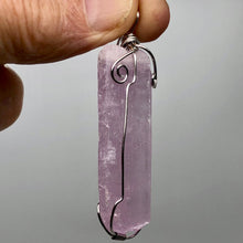 Load image into Gallery viewer, Kunzite Sterling Silver Wire-Wrap Lavender Crystal Pendant | 2 1/2 Inch Long |