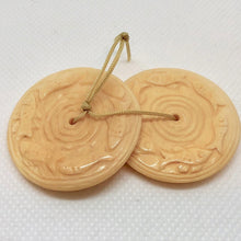 Load image into Gallery viewer, Pair of Carved Fish Coin Bone Donut Beads 36x5mm 10745 - PremiumBead Primary Image 1