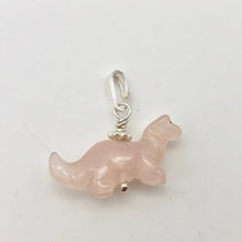 Load image into Gallery viewer, Pink Diplodocus Dinosaur Rose Quartz Sterling Silver Pendant 509259RQS | 25x11.5x7.5mm (Diplodocus), 5.5mm (Bail Opening), 7/8" (Long) | Pink - PremiumBead Alternate Image 4