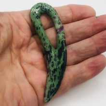 Load image into Gallery viewer, Ruby Zoisite Gemstone Comma Pendant | 94x28x6mm | Green/Red | 1 Pendant |
