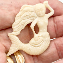 Load image into Gallery viewer, carved-mermaid-with-wind-blown-hair-bead-54x37x6mm Alternate Image 2
