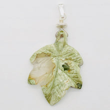 Load image into Gallery viewer, Ryolite Rain Tree Jasper Sterling Silver Leaf Pendant|2" Long |Green | 1 Pendant